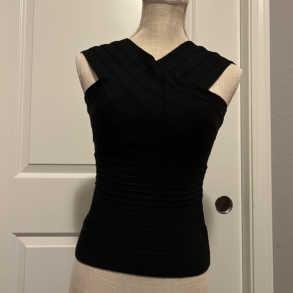Herve Leger Black Leto Top